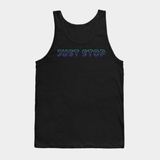 Just Stop Classic Video Game Graphic Blue Gradient Tank Top